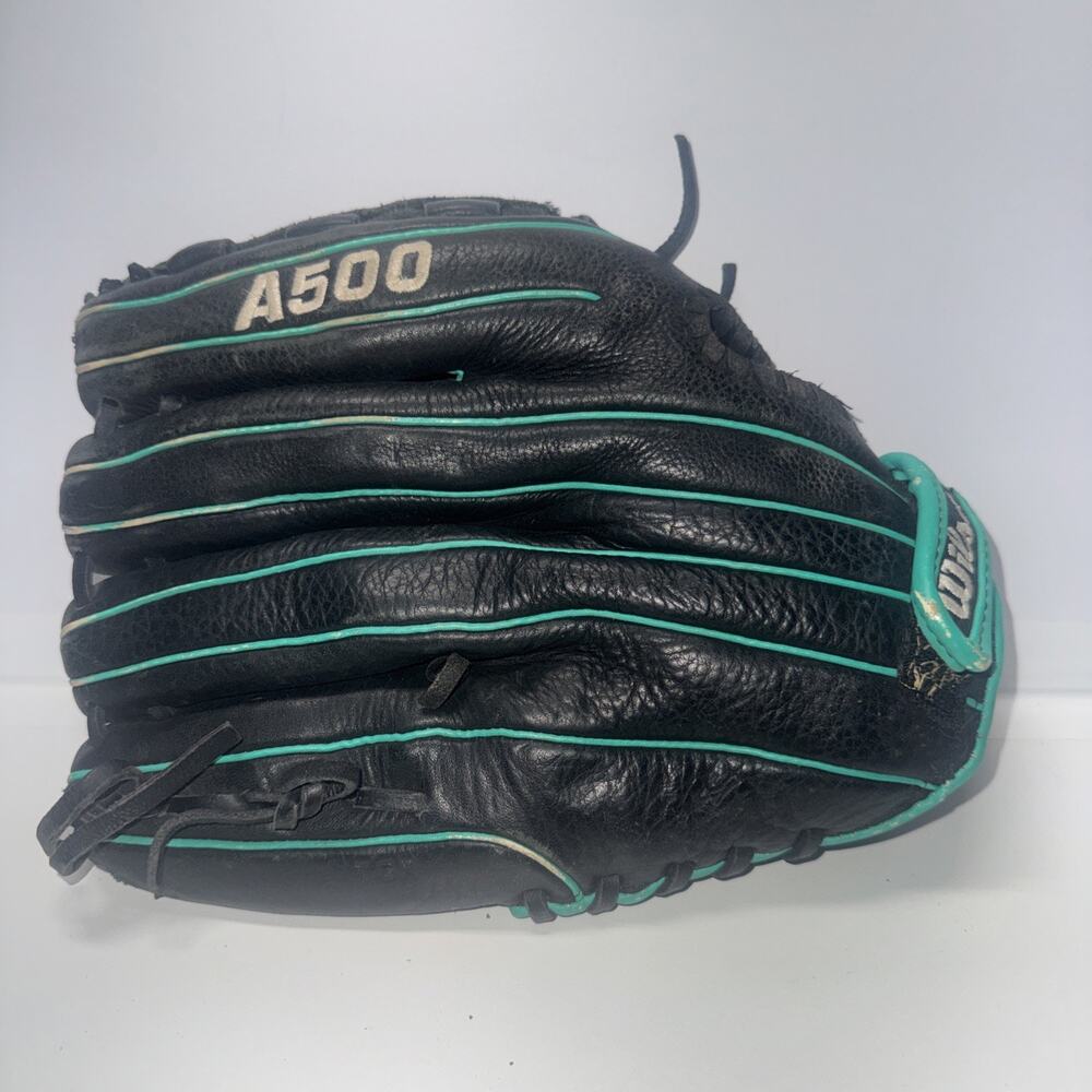 Wilson A500 Siren Fastpitch Series 11.5” Black Teal Softball Glove RHT Mitt
